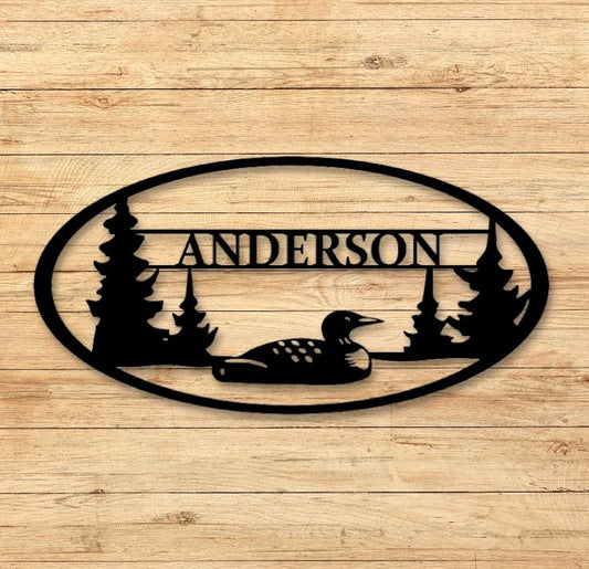 Metal Loon Lake Sign - Personalized