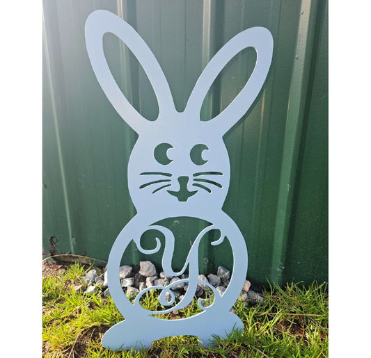 Plasma Cut Steel Monogram Bunny