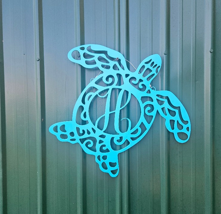 Metal Monogram Turtle Sign