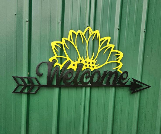 Metal Sunflower Welcome Sign